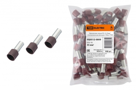 TDM ELECTRIC SQ0512-0009 Наконечник-гильза Е35-16 35мм2 с изолированным фланцем (100шт) TDM